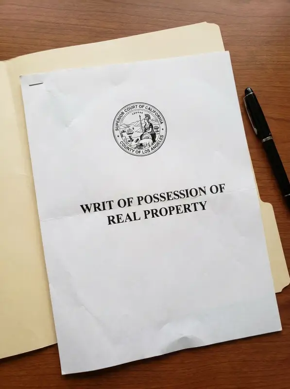 Writ of possession paperwork for a Temecula eviction cleanout