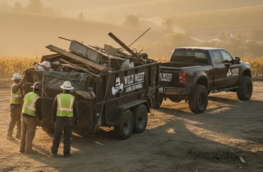 Wild West trailer fully loaded with mixed construction debris in Temecula