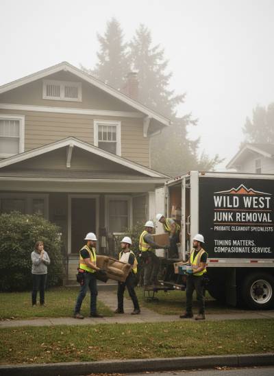 Family reviewing belongings before a Temecula estate cleanout