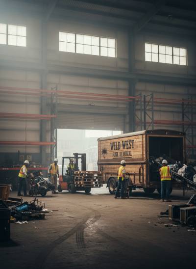 Warehouse cleanout services loading pallets and racking near Temecula