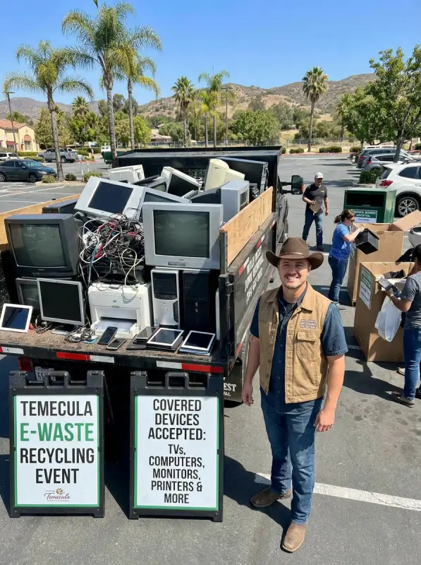 Covered electronic devices accepted for e-waste recycling in Temecula, including televisions, monitors, computers and printers