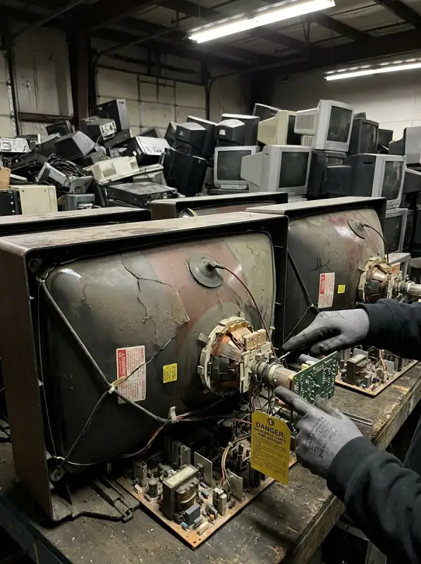 Hazardous materials inside old TVs recycled through electronics recycling Temecula