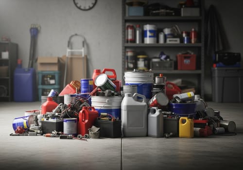 Hazardous materials staged separately during a storage unit cleanout
