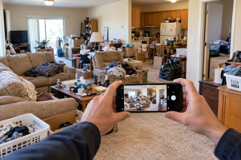 Documenting the apartment unit with all its belongings before anything moves.