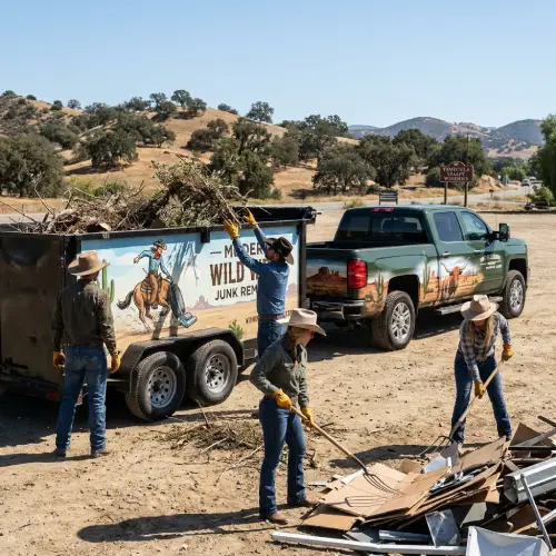 Wild West crew separating green waste from mixed junk at the trailer in Temecula