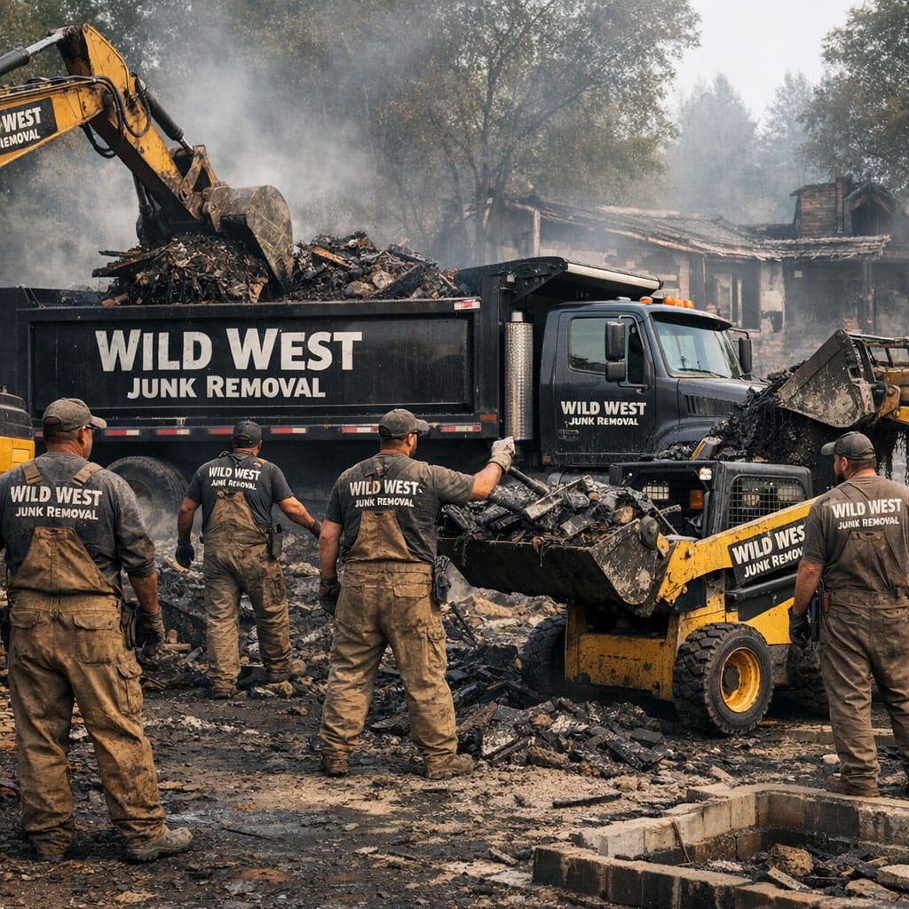 burned down house demolition clean up