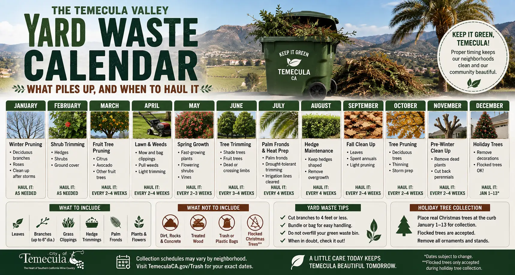 Temecula yard waste calendar