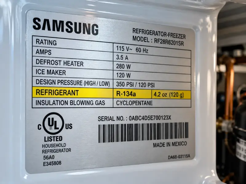 Samsung Refrigerator Information Label