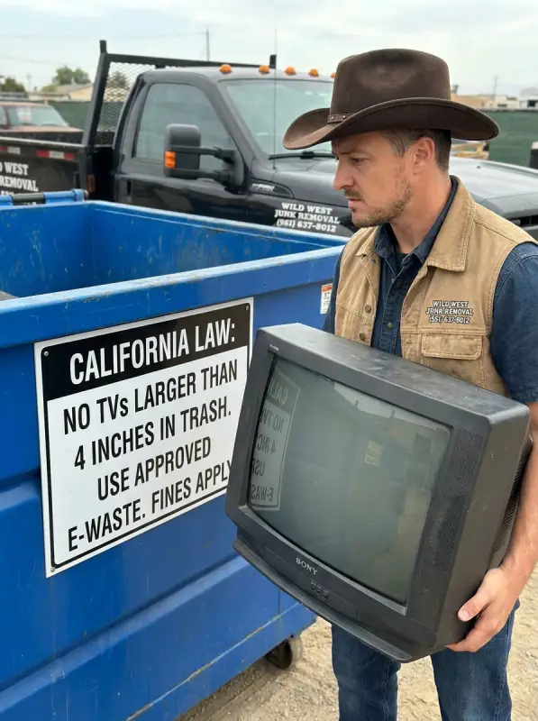 california law says that you can't discard a tv in trash can