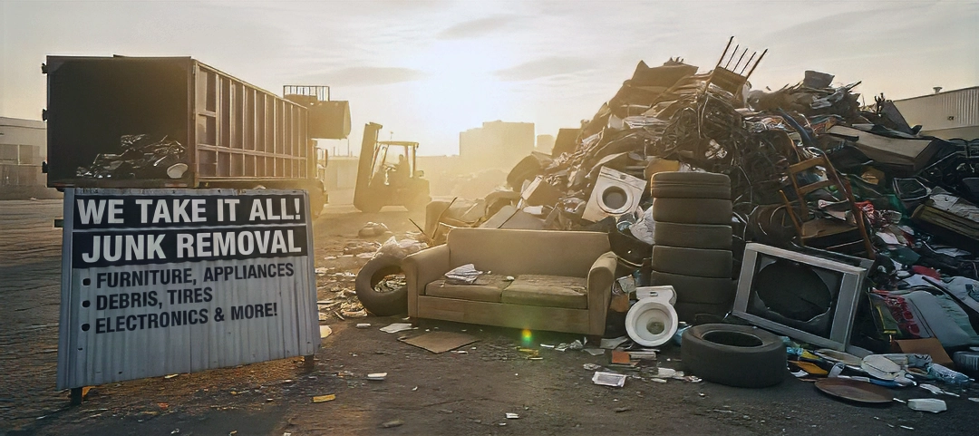 Wild West Junk Removal trailer loaded with household junk in Temecula