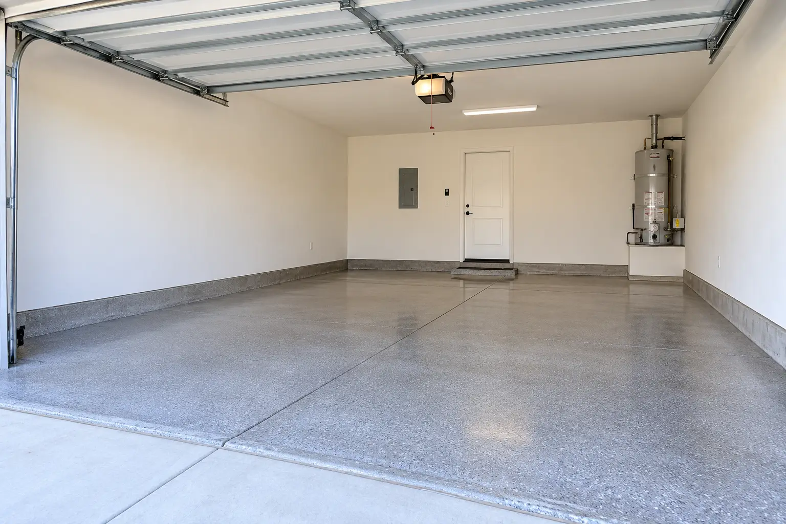 An empty garage on a real estate listing