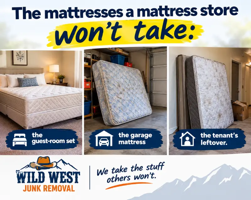 The mattresses that the mattress stores won't take: the guest-room set, the garage mattress, the tenant's leftover.